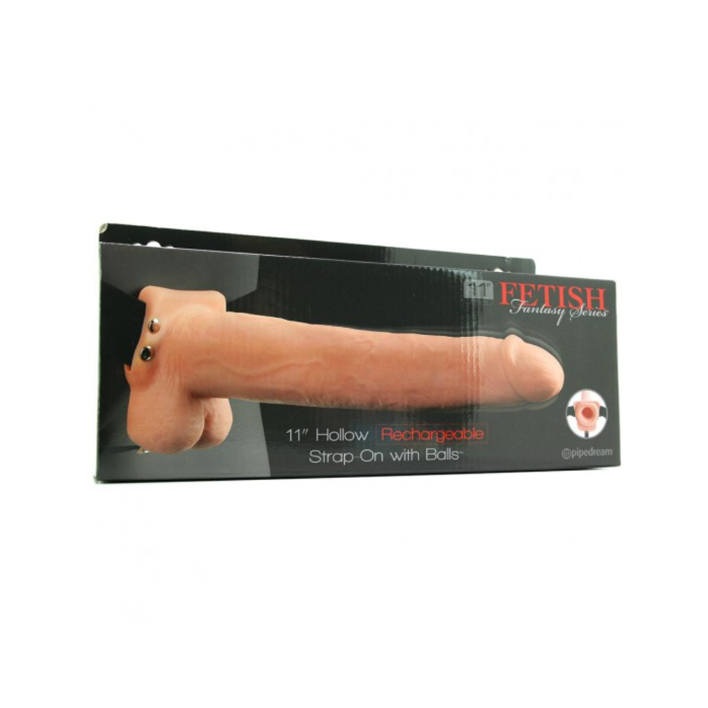 11 Hollow Rechargeable Strap On With Balls